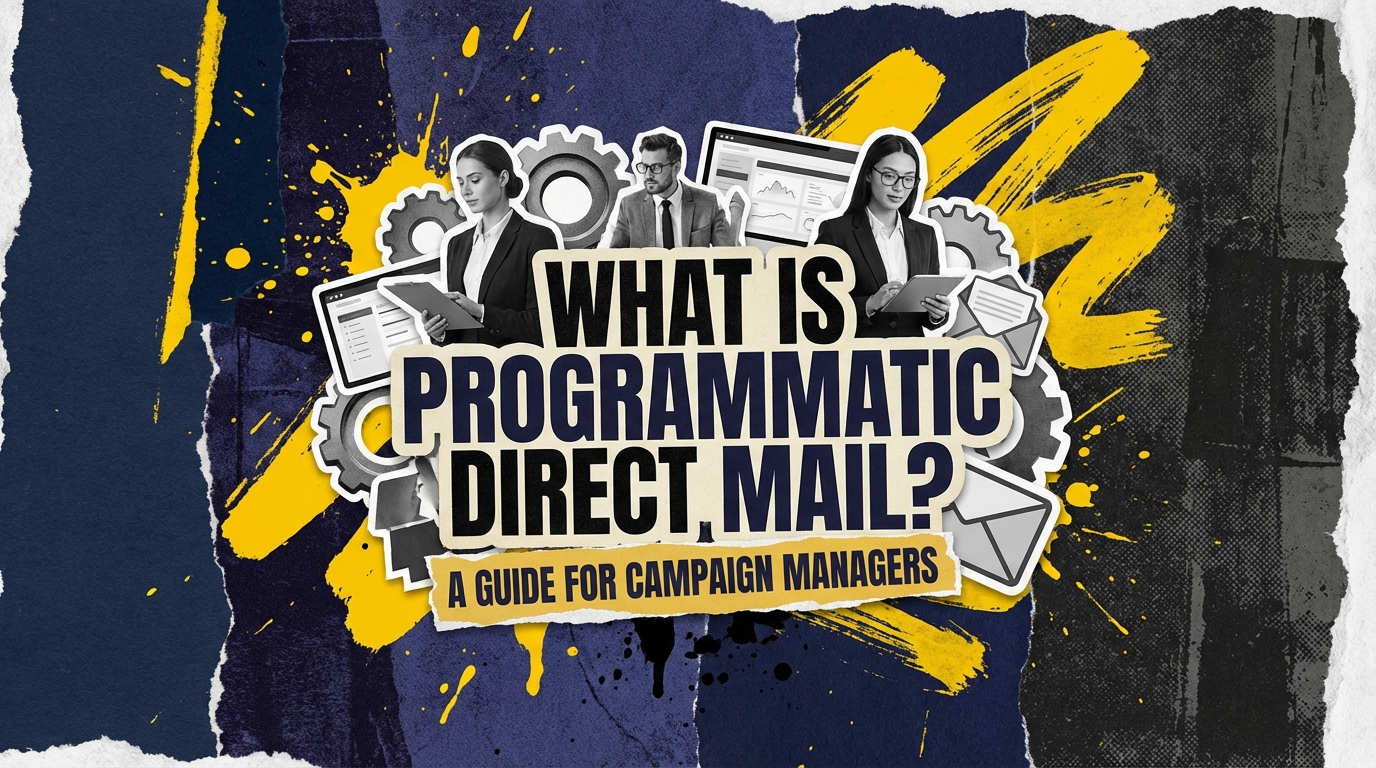 Democratic campaign manager reviewing programmatic direct mail analytics dashboard