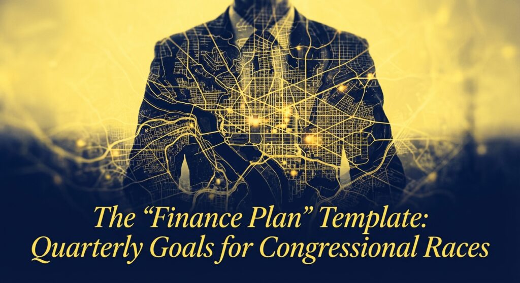 Democratic campaign finance director reviewing quarterly goals on a laptop