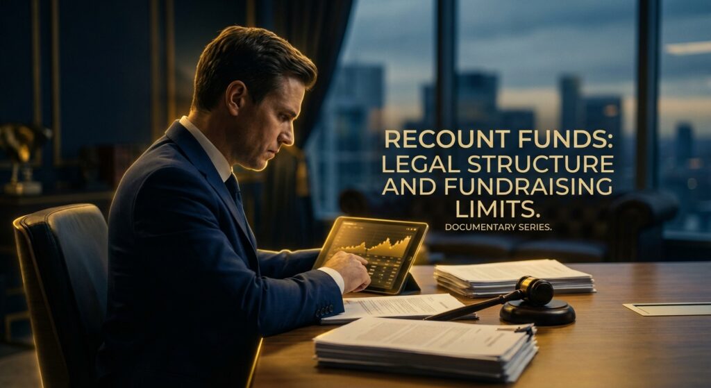 Democratic campaign staff reviewing recount fund legal documents