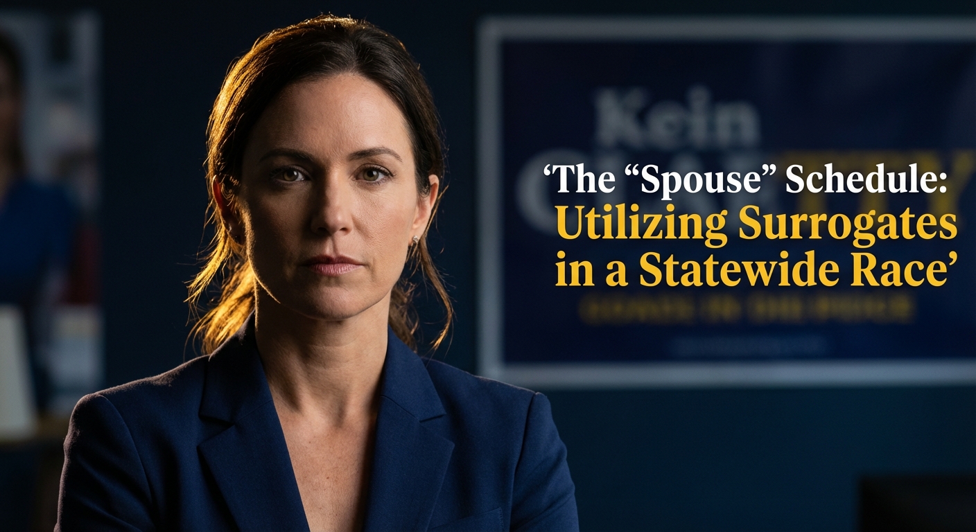 Democratic campaign spouse surrogate speaking at a local community event