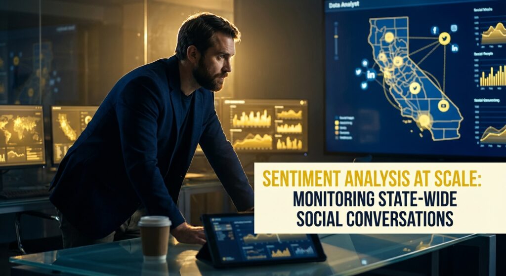 Dashboard showing sentiment analysis trends for a democratic political campaign