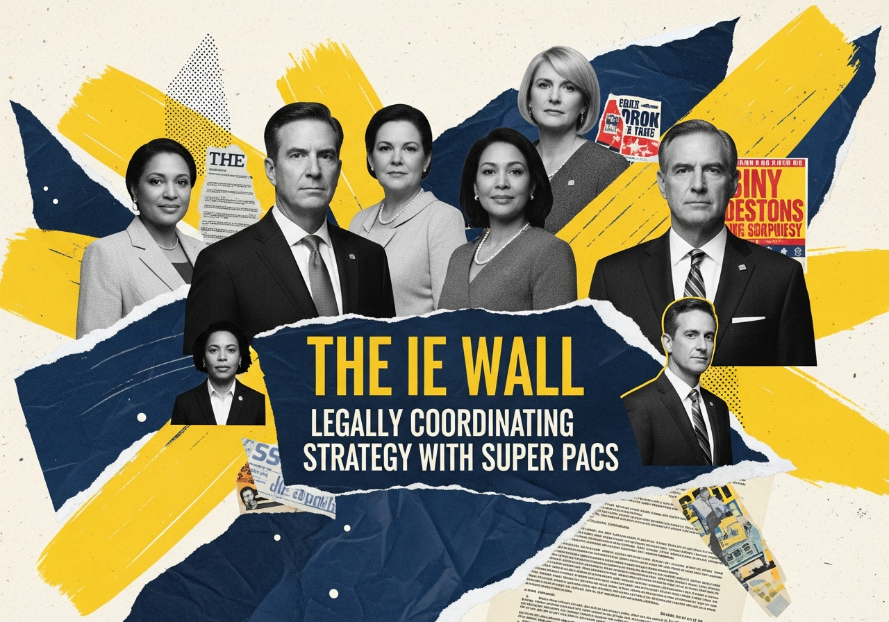 Democratic campaign staff analyzing Super PAC strategy data