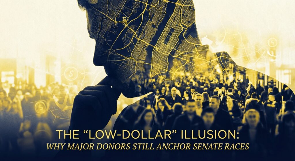 Democratic Senate campaign finance chart showing major donor versus low dollar impact