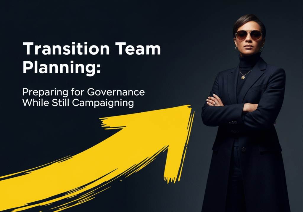 Democratic transition team planning meeting with strategy maps