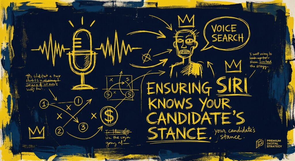 Voter using smartphone for voice search about political candidate stance